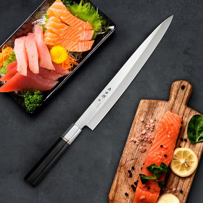 Sushi Knife 12 inch(300mm),7Cr17MoV,Octagonal Ebony Handle | Sashimi Knife/Yanagiba Knife with 7Cr17MoV High Carbon Stainless Steel Blade for Cutting Sushi & Sashimi, Fish Filleting