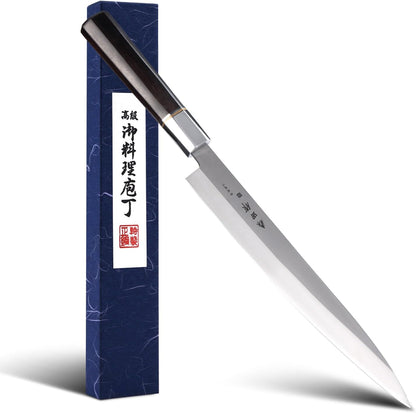 Sushi Knife 12 inch(300mm),7Cr17MoV,Octagonal Ebony Handle | Sashimi Knife/Yanagiba Knife with 7Cr17MoV High Carbon Stainless Steel Blade for Cutting Sushi & Sashimi, Fish Filleting