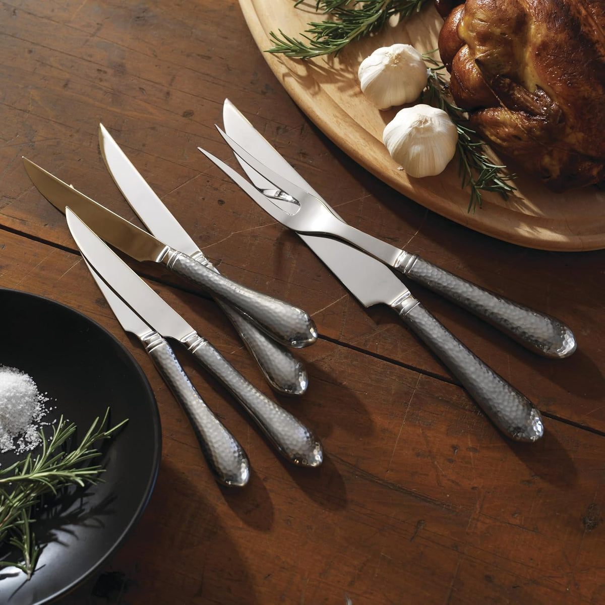 Hammered Antique 5Pc Flatware Place Setting