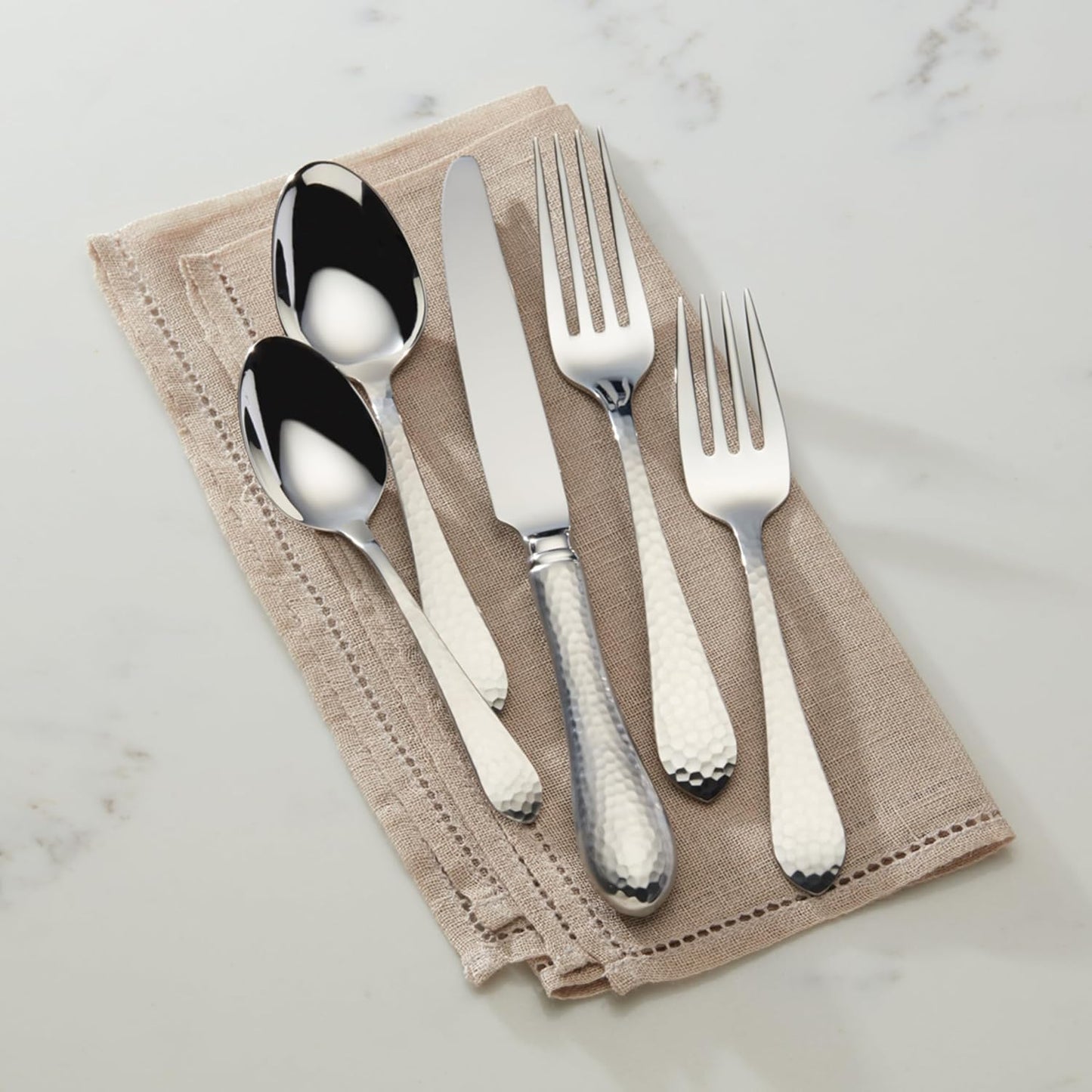 Hammered Antique 5Pc Flatware Place Setting