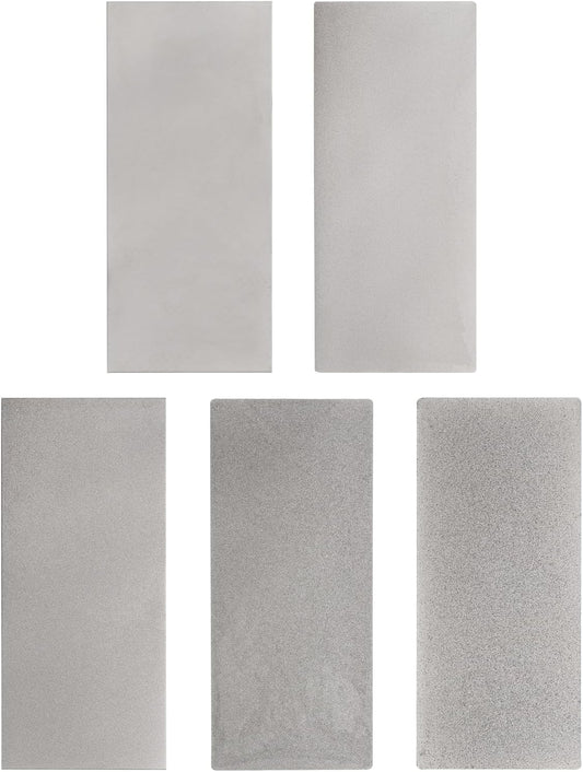 5pcs Diamond Sharpening Stone Set 80/150/400/800/1500 Grit Knife Sharpening Stone Surface Plate for knives Scissors Kitchen Tools, Silver Tone