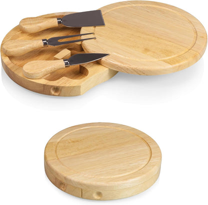 TOSCANA - a Picnic Time brand Acacia Brie Cheese Board and Knife Set - Charcuterie Board Set - Wood Cutting Board, (Acacia Wood) 7.5 Inches