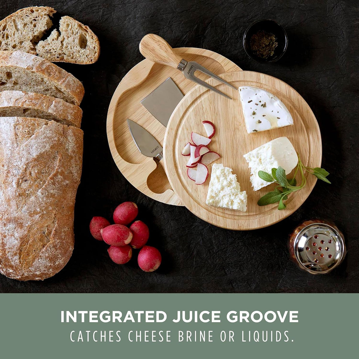 TOSCANA - a Picnic Time brand Acacia Brie Cheese Board and Knife Set - Charcuterie Board Set - Wood Cutting Board, (Acacia Wood) 7.5 Inches