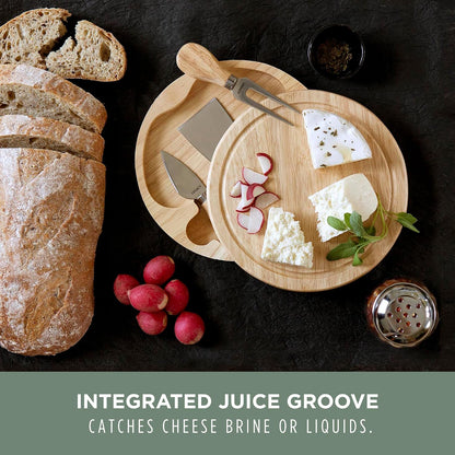 TOSCANA - a Picnic Time brand Acacia Brie Cheese Board and Knife Set - Charcuterie Board Set - Wood Cutting Board, (Acacia Wood) 7.5 Inches