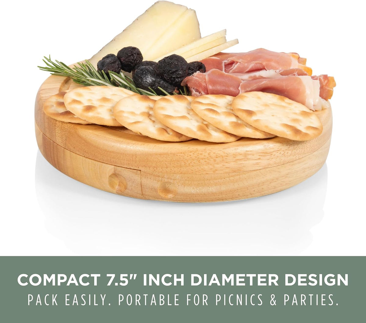 TOSCANA - a Picnic Time brand Acacia Brie Cheese Board and Knife Set - Charcuterie Board Set - Wood Cutting Board, (Acacia Wood) 7.5 Inches
