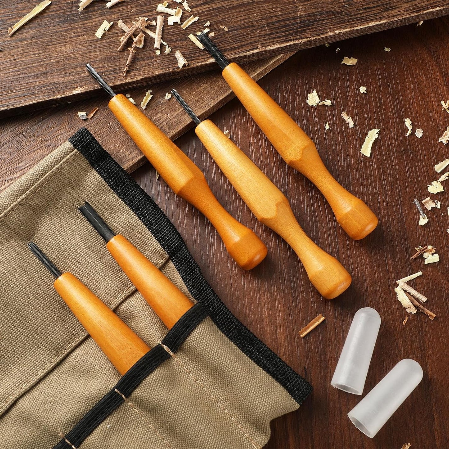 5 Pcs Linocut Carving Tools Set - Triangular Linoleum & Wood Carving Knife Chisel V Shaped Tools for Linocut Printmaking & Woodcarving (1.5mm, 2mm, 3mm, 4mm, 5mm)