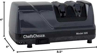 Professional Electric Knife Sharpeners Sharp-N-Hone With 100-Percent Diamond Abrasives And Precision Angle Guides For 20-Degree Straight-Edge and Serrated Knives, 2-Stage, Gray
