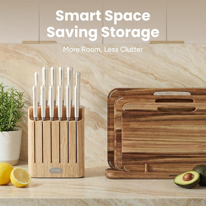 14-Piece Kitchen Knife Set with Block, Razor-Sharp, Cream White | High Carbon Stainless Steel Blades, Dishwasher Safe, with a Magnetic Block for Slicing, Chopping and Everyday Meal Prep