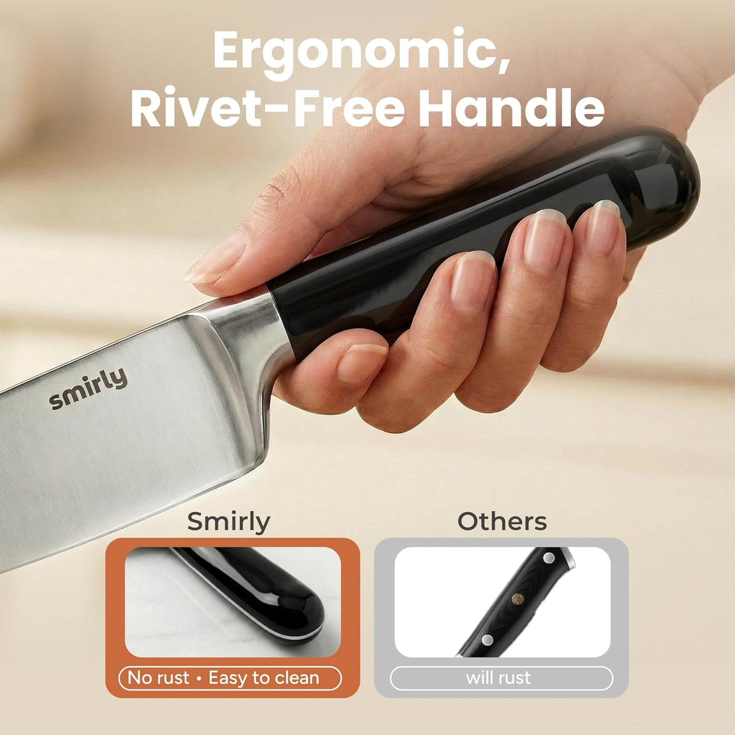 14-Piece Kitchen Knife Set with Block, Razor-Sharp, Cream White | High Carbon Stainless Steel Blades, Dishwasher Safe, with a Magnetic Block for Slicing, Chopping and Everyday Meal Prep