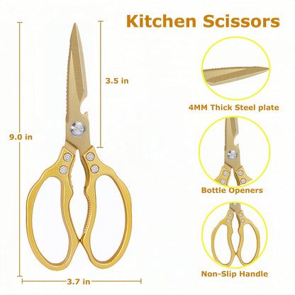 AWinjoy Heavy Duty Sharp Kitchen Scissors, Dishwasher Safe, Cooking Shears for Meat, Chicken, Fish, Poultry, Herb, Bread (Silver)