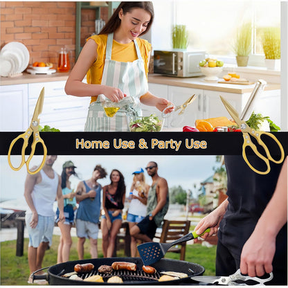 AWinjoy Heavy Duty Sharp Kitchen Scissors, Dishwasher Safe, Cooking Shears for Meat, Chicken, Fish, Poultry, Herb, Bread (Silver)