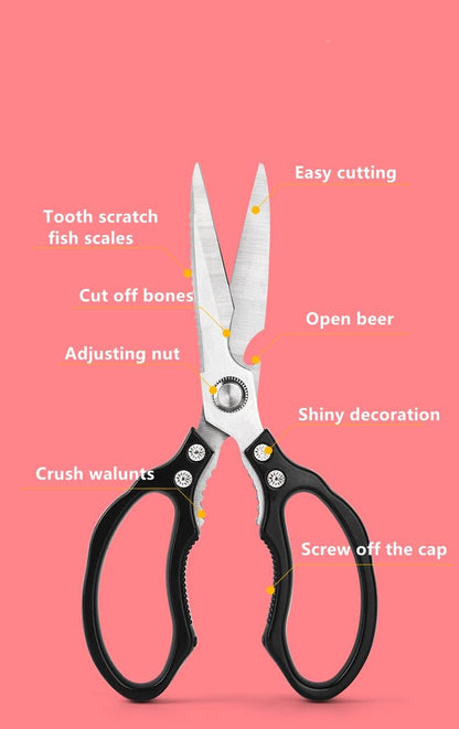 AWinjoy Heavy Duty Sharp Kitchen Scissors, Dishwasher Safe, Cooking Shears for Meat, Chicken, Fish, Poultry, Herb, Bread (Silver)