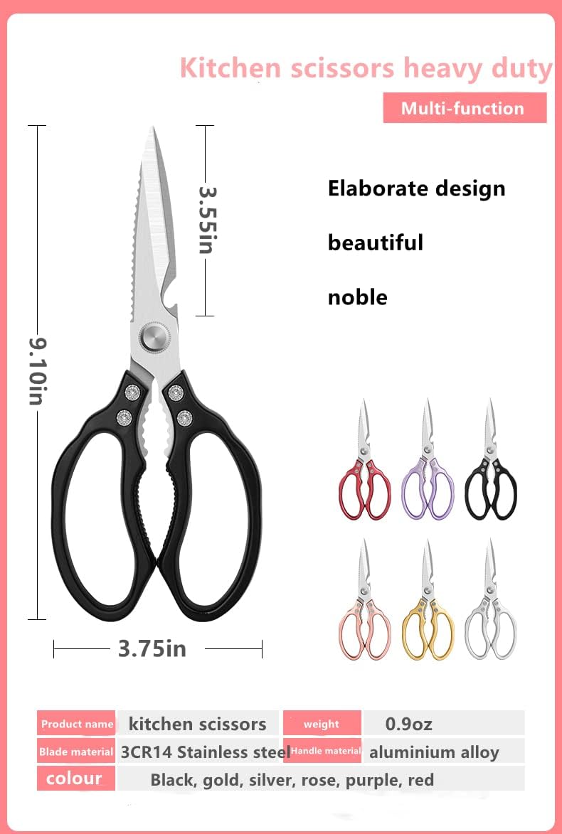 AWinjoy Heavy Duty Sharp Kitchen Scissors, Dishwasher Safe, Cooking Shears for Meat, Chicken, Fish, Poultry, Herb, Bread (Silver)