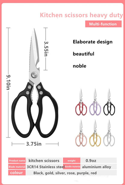 AWinjoy Heavy Duty Sharp Kitchen Scissors, Dishwasher Safe, Cooking Shears for Meat, Chicken, Fish, Poultry, Herb, Bread (Silver)
