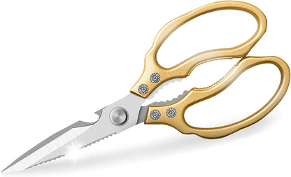 AWinjoy Heavy Duty Sharp Kitchen Scissors, Dishwasher Safe, Cooking Shears for Meat, Chicken, Fish, Poultry, Herb, Bread (Silver)
