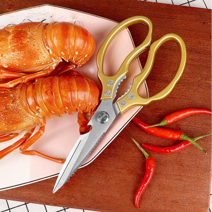 AWinjoy Heavy Duty Sharp Kitchen Scissors, Dishwasher Safe, Cooking Shears for Meat, Chicken, Fish, Poultry, Herb, Bread (Silver)