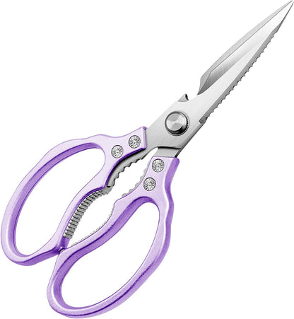 AWinjoy Heavy Duty Sharp Kitchen Scissors, Dishwasher Safe, Cooking Shears for Meat, Chicken, Fish, Poultry, Herb, Bread (Silver)
