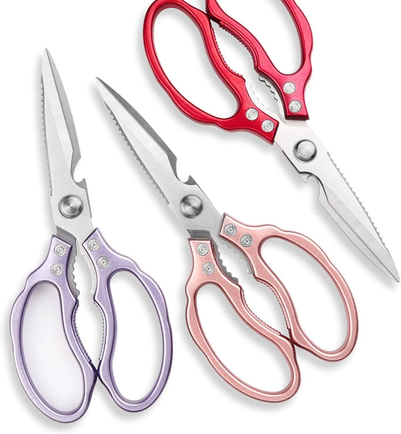 AWinjoy Heavy Duty Sharp Kitchen Scissors, Dishwasher Safe, Cooking Shears for Meat, Chicken, Fish, Poultry, Herb, Bread (Silver)