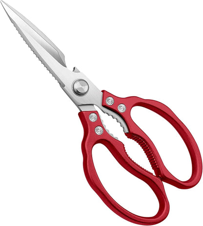 AWinjoy Heavy Duty Sharp Kitchen Scissors, Dishwasher Safe, Cooking Shears for Meat, Chicken, Fish, Poultry, Herb, Bread (Silver)