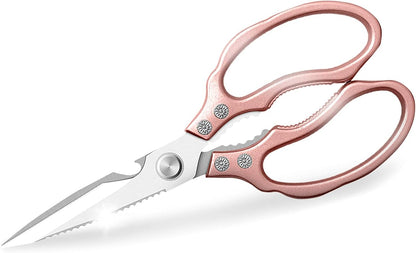 AWinjoy Heavy Duty Sharp Kitchen Scissors, Dishwasher Safe, Cooking Shears for Meat, Chicken, Fish, Poultry, Herb, Bread (Silver)