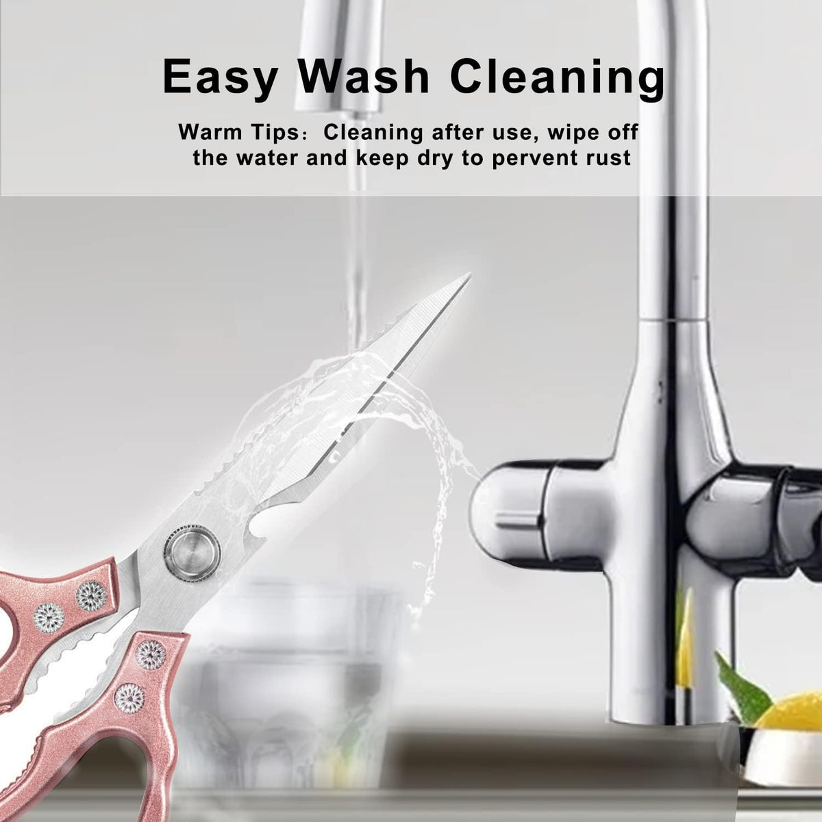 AWinjoy Heavy Duty Sharp Kitchen Scissors, Dishwasher Safe, Cooking Shears for Meat, Chicken, Fish, Poultry, Herb, Bread (Silver)