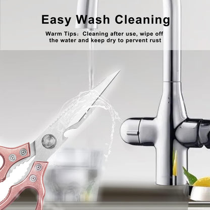 AWinjoy Heavy Duty Sharp Kitchen Scissors, Dishwasher Safe, Cooking Shears for Meat, Chicken, Fish, Poultry, Herb, Bread (Silver)