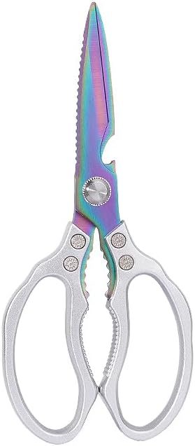 AWinjoy Heavy Duty Sharp Kitchen Scissors, Dishwasher Safe, Cooking Shears for Meat, Chicken, Fish, Poultry, Herb, Bread (Silver)