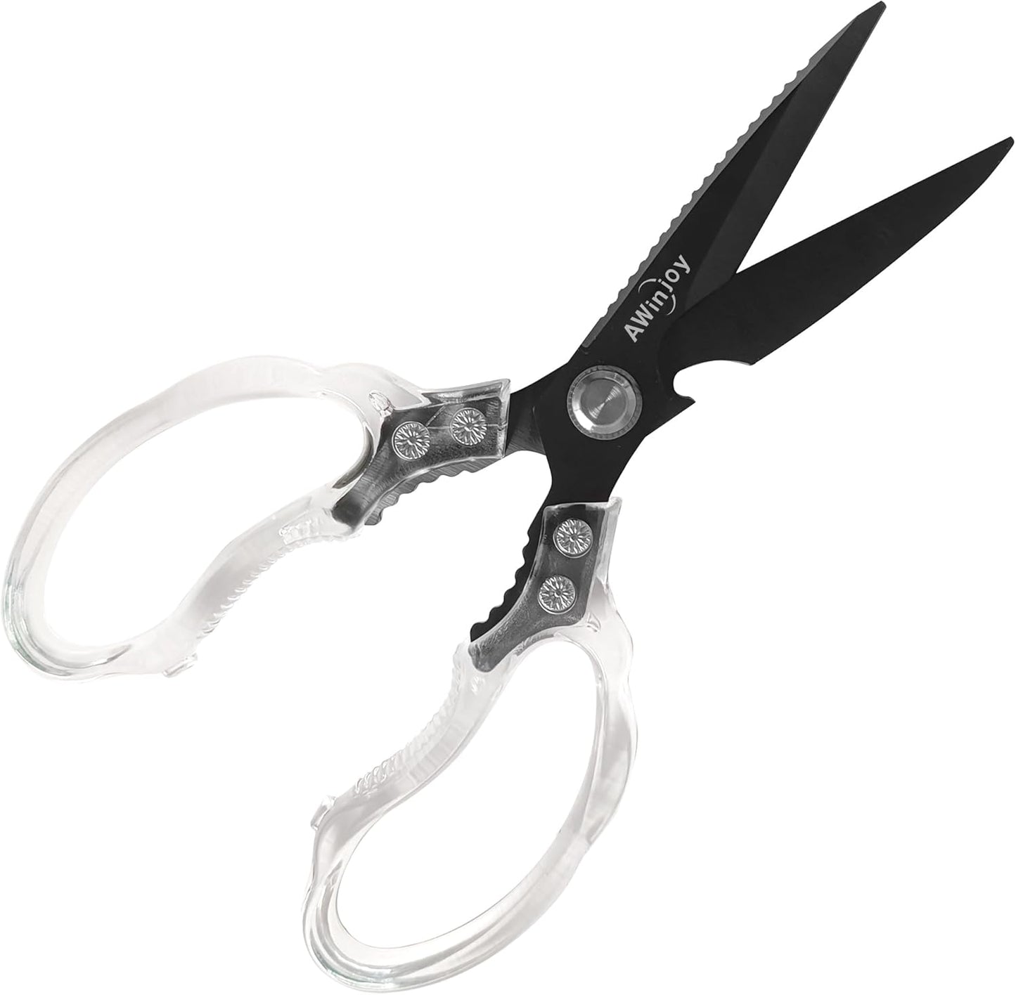 AWinjoy Heavy Duty Sharp Kitchen Scissors, Dishwasher Safe, Cooking Shears for Meat, Chicken, Fish, Poultry, Herb, Bread (Silver)