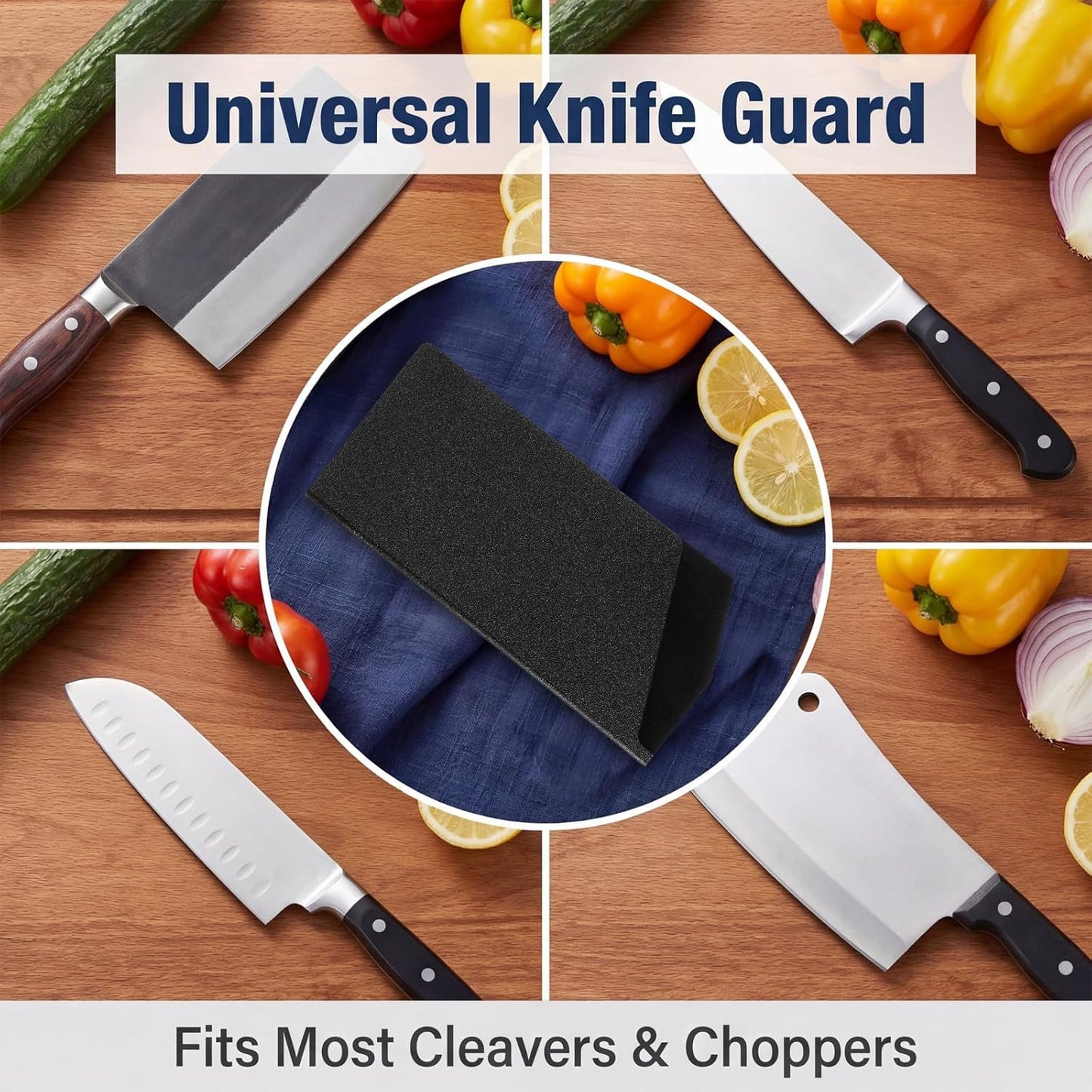 Knife Edge Guard Knife Sheath Wide Meat Cleaver Edge Guard Universal Blade Covers ABS Protective Blade Sheath Knives Protector Sleeves Velvet Lining for Kitchen Butcher