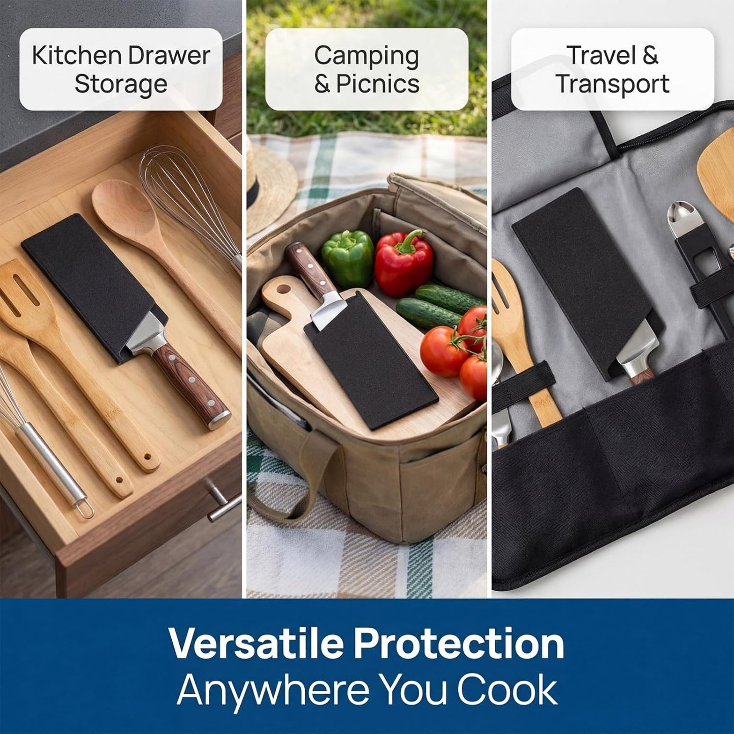 Knife Edge Guard Knife Sheath Wide Meat Cleaver Edge Guard Universal Blade Covers ABS Protective Blade Sheath Knives Protector Sleeves Velvet Lining for Kitchen Butcher