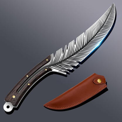 8.5”Sharp Feather Boning Knife Hand Forged for Meat Cutting with Sheath