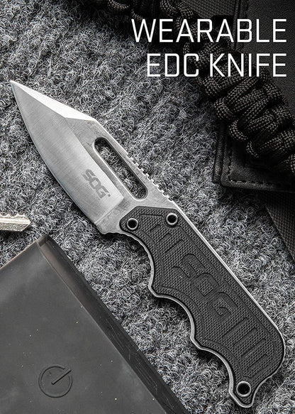 Small Fixed Blade Knife - Instinct Boot Knife, EDC Knife, Neck Knife, 2.3 Inch Full Tang Blade w/ Knife Sheath and Clip, 4in. x 1in. x 8.5in. (NB1012-CP) , Black