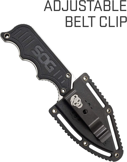 Small Fixed Blade Knife - Instinct Boot Knife, EDC Knife, Neck Knife, 2.3 Inch Full Tang Blade w/ Knife Sheath and Clip, 4in. x 1in. x 8.5in. (NB1012-CP) , Black