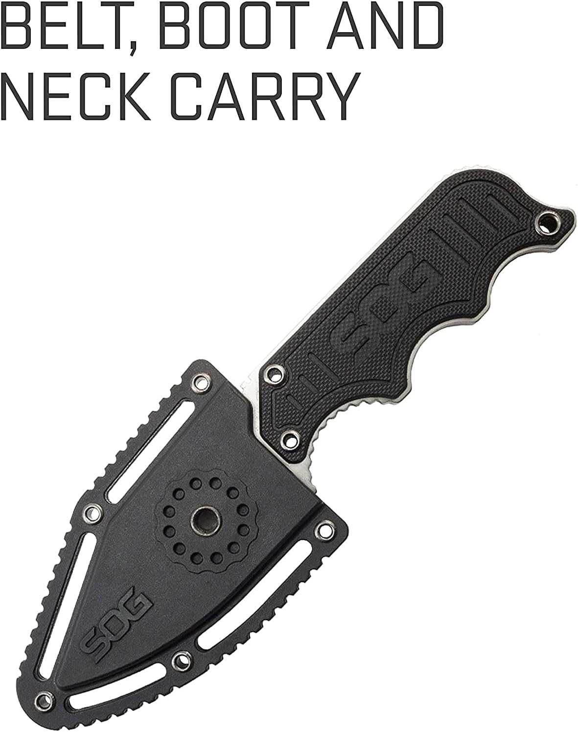 Small Fixed Blade Knife - Instinct Boot Knife, EDC Knife, Neck Knife, 2.3 Inch Full Tang Blade w/ Knife Sheath and Clip, 4in. x 1in. x 8.5in. (NB1012-CP) , Black