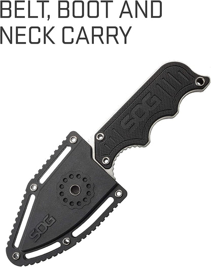 Small Fixed Blade Knife - Instinct Boot Knife, EDC Knife, Neck Knife, 2.3 Inch Full Tang Blade w/ Knife Sheath and Clip, 4in. x 1in. x 8.5in. (NB1012-CP) , Black