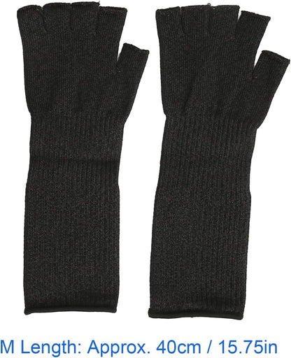 2 Pairs Cut Arm Sleeves, Level 5 Scratch Abrasion Protection Sleeves, Finger Holes Safety, Ideal for Yard Work, Kitchen & Chainsaw Safety (M)