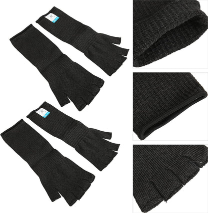 2 Pairs Cut Arm Sleeves, Level 5 Scratch Abrasion Protection Sleeves, Finger Holes Safety, Ideal for Yard Work, Kitchen & Chainsaw Safety (M)