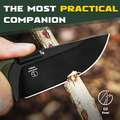 Cabox Fixed Blade Knife, 3.36" D2 Steel Fixed Blade Hunting Knife | G10 Handle with Sheath, EDC Knives for Survival Hunting Camping Knives 1048A3