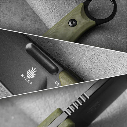 Cabox Fixed Blade Knife, 3.36" D2 Steel Fixed Blade Hunting Knife | G10 Handle with Sheath, EDC Knives for Survival Hunting Camping Knives 1048A3