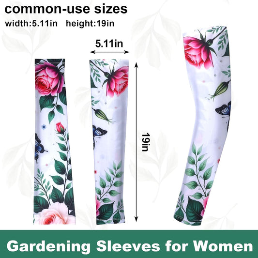1 Pair White Flower Gardening Sleeves for Women Man