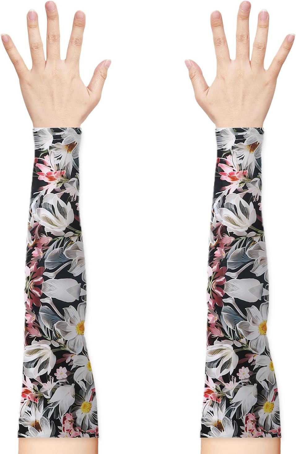 1 Pair White Flower Gardening Sleeves for Women Man