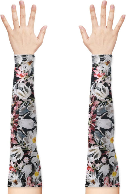 1 Pair White Flower Gardening Sleeves for Women Man