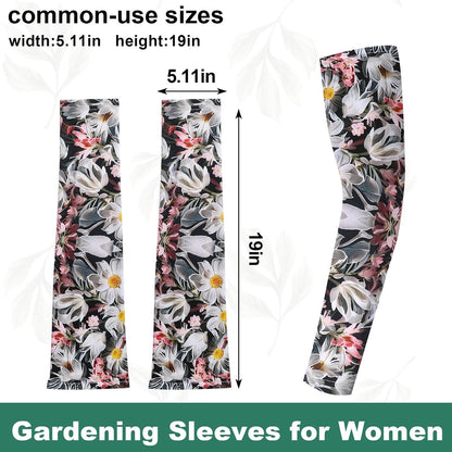 1 Pair White Flower Gardening Sleeves for Women Man