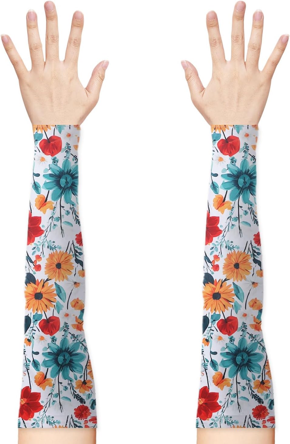 1 Pair White Flower Gardening Sleeves for Women Man