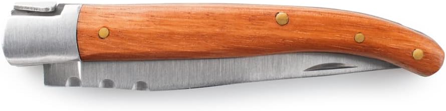 Rakau Folding Steak Knife Set, Reclaimed Wood Handles, Stainless Steel, Includes rPET Cloth & Travel Case