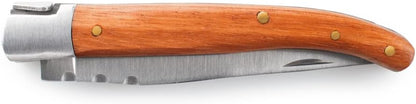 Rakau Folding Steak Knife Set, Reclaimed Wood Handles, Stainless Steel, Includes rPET Cloth & Travel Case