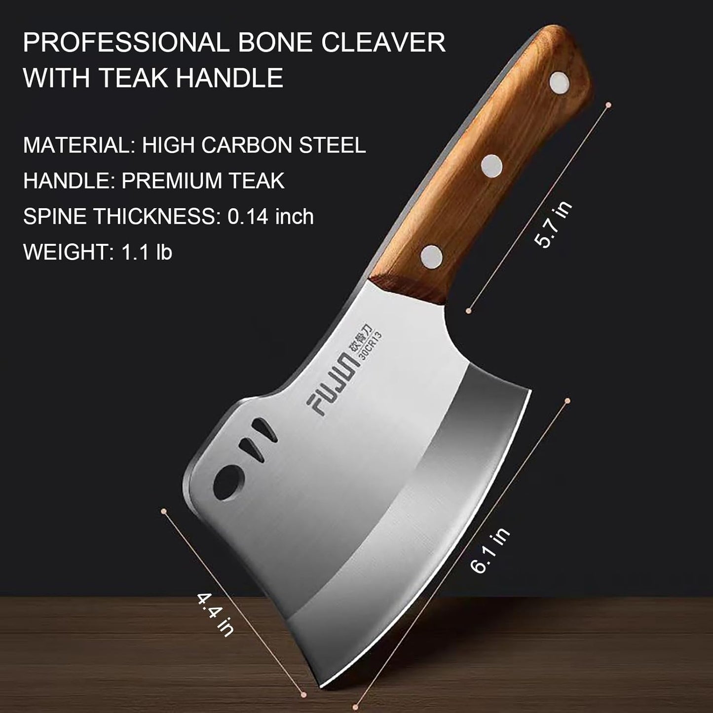 Meat Bone Cleaver Knife for Meat Cutting, Handmade Heavy Duty Butcher Axes, Hand Forged Full Tang Chopper for Home Kitchen Outdoor BBQ Camping Birthday Christmas Mother Father Gifts Idea Men