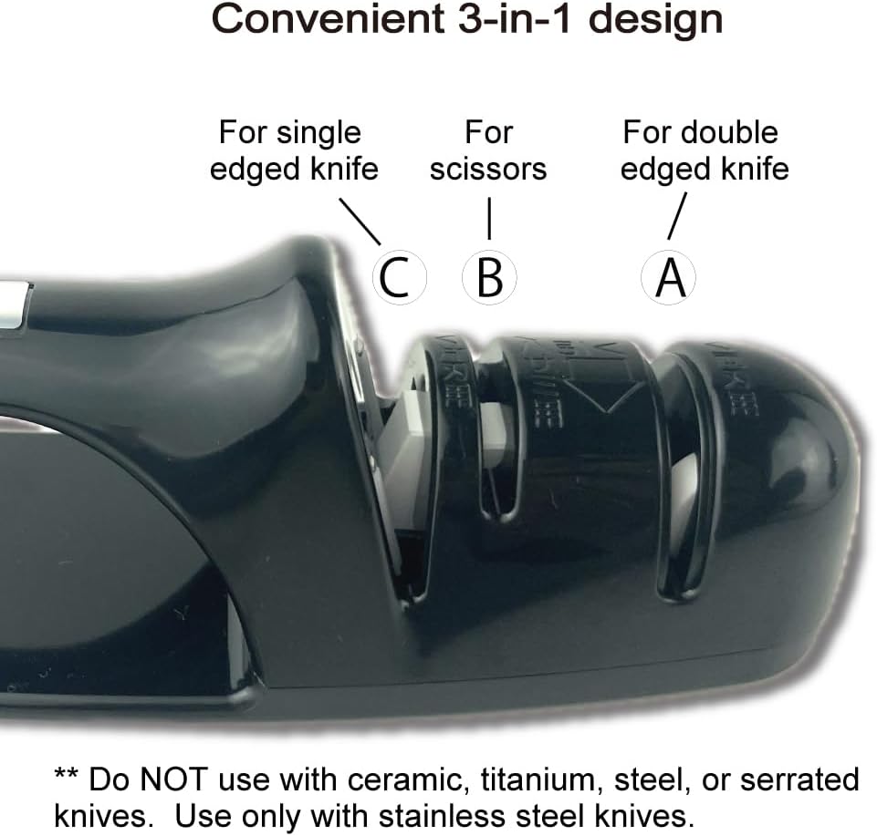 Kitchen Knife Sharpener [ Made in Japan ] 3-in-1 Design for Single Bevel, Double Bevel, and Scissors