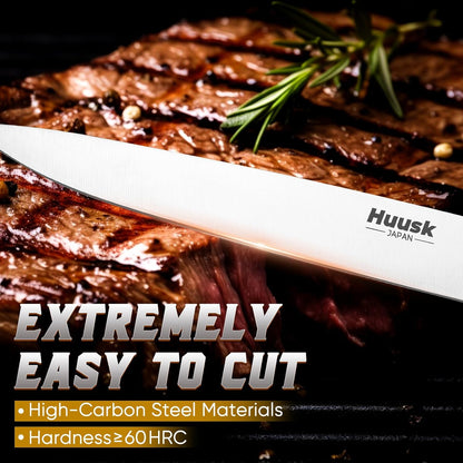 Huusk Japanese Chef Knife with Sheath, Hand Forged Cooking Knives | Viking Kitchen Knife with Ergonomic Full Tang Handle for Camping & BBQ, Cool Gifts for Men