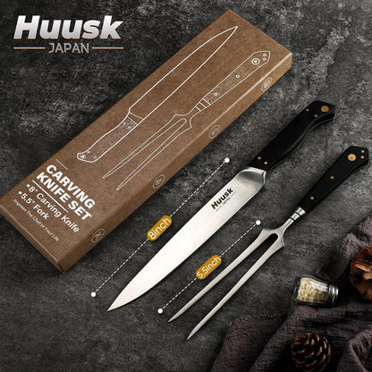 Huusk Japanese Chef Knife with Sheath, Hand Forged Cooking Knives | Viking Kitchen Knife with Ergonomic Full Tang Handle for Camping & BBQ, Cool Gifts for Men